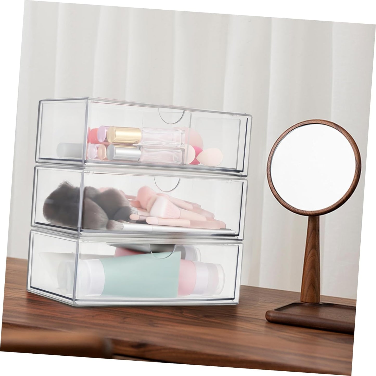 balacoo 3Pezzi Scatola Organizer Makeup Trasparente Per Cosmetici e Accessori Design Multifunzionale Per Bagno e Scrivania Contenitore
