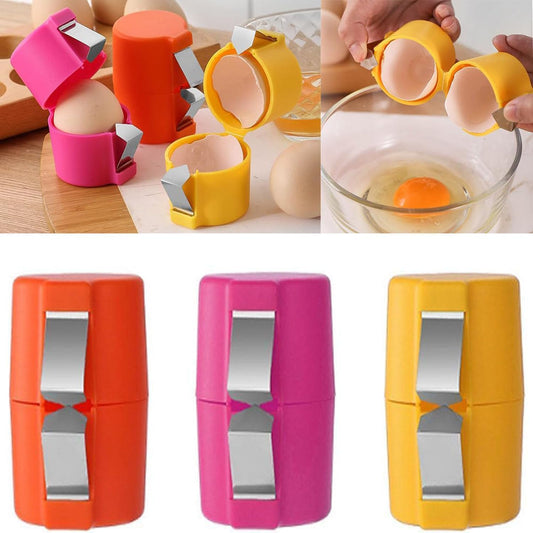 FOTN 3Pcs Egg Shell Opener, Egg Opener Tool, Egg Cracker Separator, Egg Peeler, Kitchen Gadgets for Cooking Camping (Orange, Pink, Yellow)