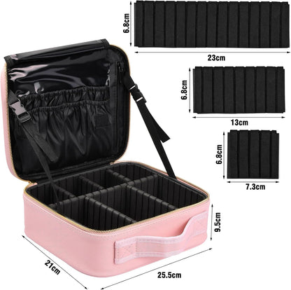 Chstarina Travel Beauty Case, Professional Makeup Bag, Women's Makeup Bag, Waterproof Makeup Bag, Bag with Adjustable Dividers Organizer, Travel Organizer, Pink, pink, makeup case
