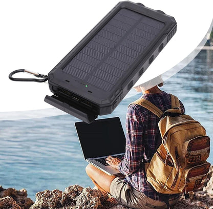 Solar Portable Charger | Portable Charger for Phones - 20000mAh Wireless Fast Charging Device with Flashlight for Camping Hiking Outdoor