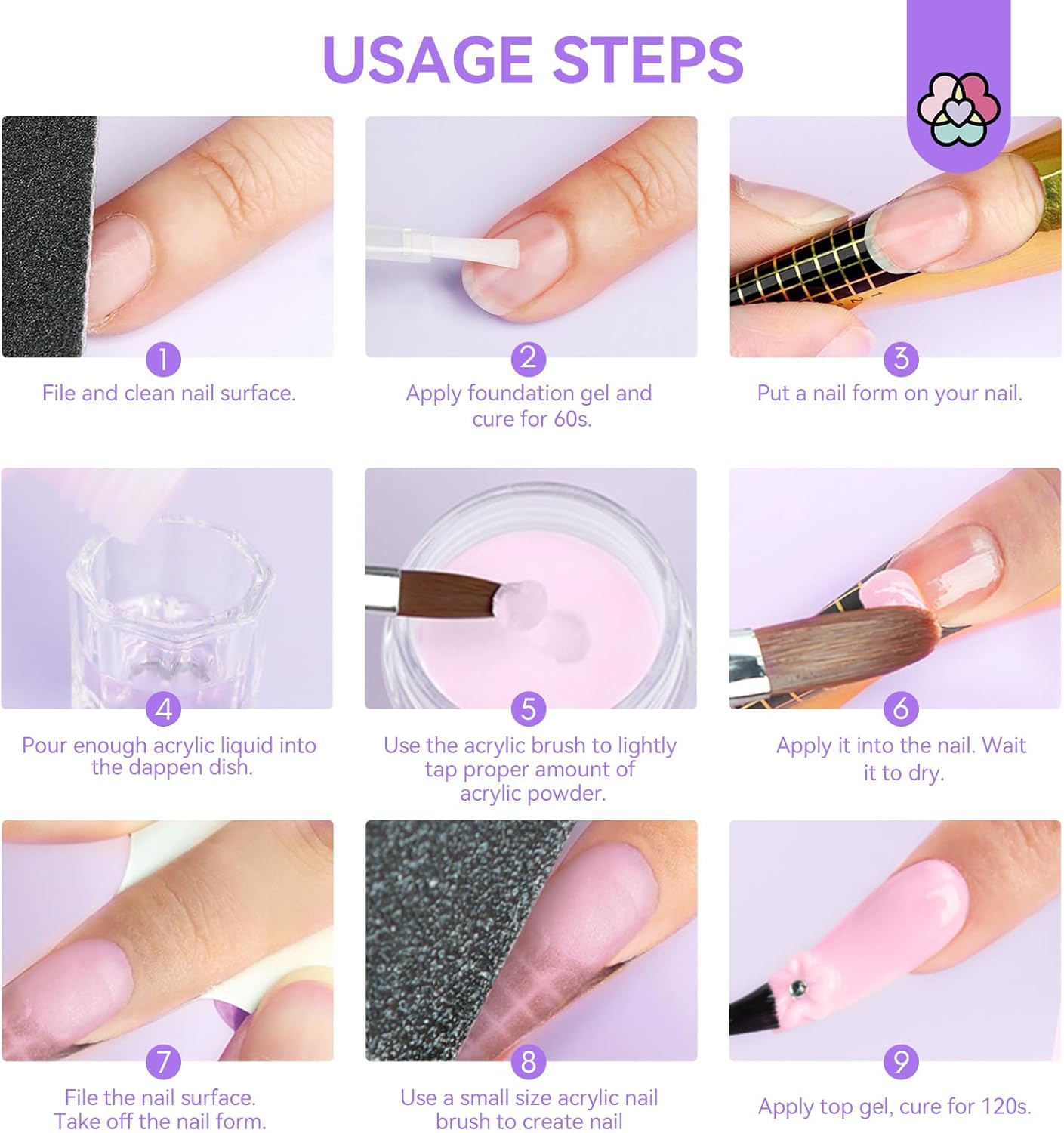SAVILAND Acrylic Nail Kit French Sculpture Set: Clear/Nudes/Pink Acrylic Powder and Liquid Set Acrylic Nail Brush Cuticle Oil for Nail Care Professional DIY Acrylic Nail Art Beginner Acrylic Nail Kit