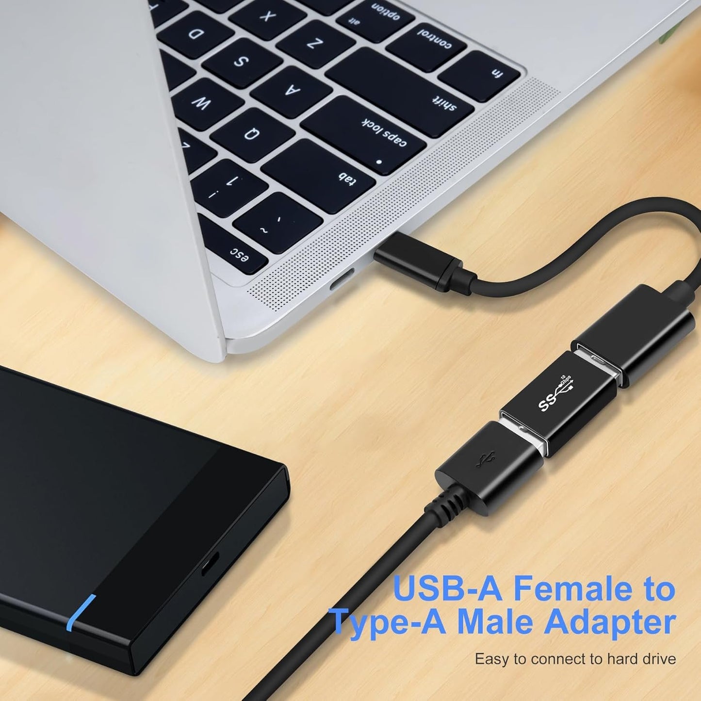 AIYEEN USB 3.0 Male to USB 3.0 Female Adapter (2 Pack), OTG 3.0 USB A to 3.0 USB A Adapter, USB Connector Connection or Data Cable Extension, USB3.0 Expansion Adapter