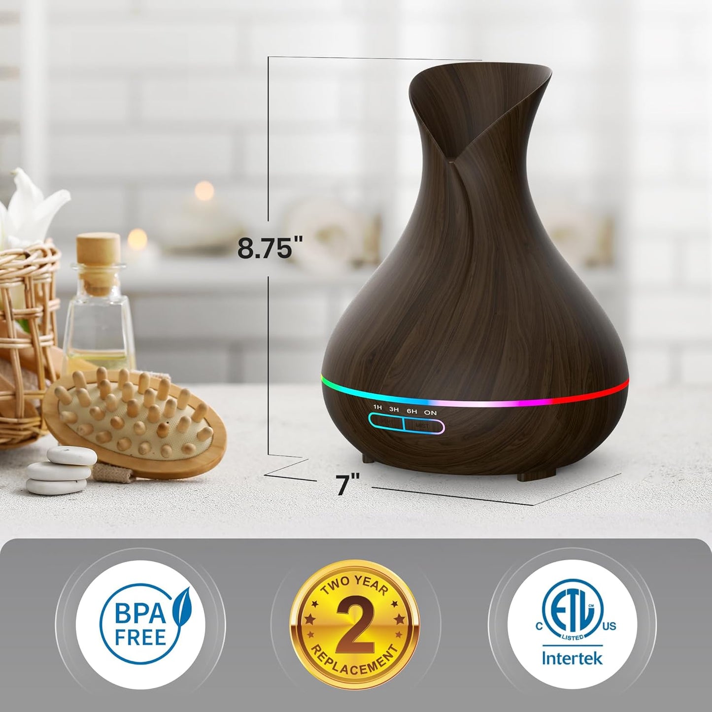 2.5L Top Fill Humidifier & Essential Oil Diffuser Bundle– Create a Peaceful Atmosphere with Cool Mist & Aromatherapy – Quiet Operation and Auto Shut-Off