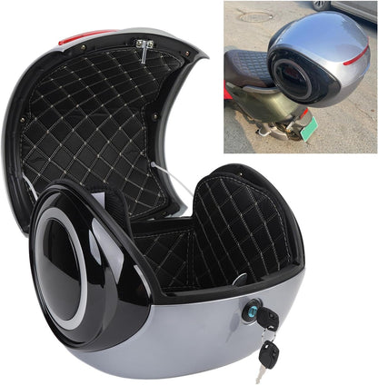 Bauletto per litri, bauletto per moto con serratura di sicurezza, cuscino posteriore, fodera rimovibile e lavabile, bauletto posteriore impermeabile per bici (GRAY)