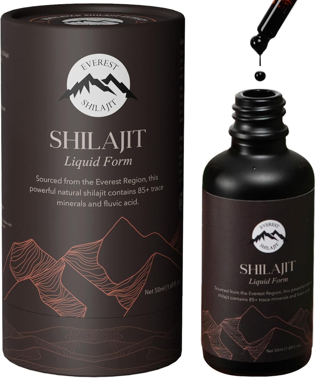 Shilajit Liquid Drops | Quick Dissolving Shilajit for Energy Boost, Detox Cleanse, Anti-Aging and Wellness | Trace Minerals & Fulvic Acid Complex | 50ml