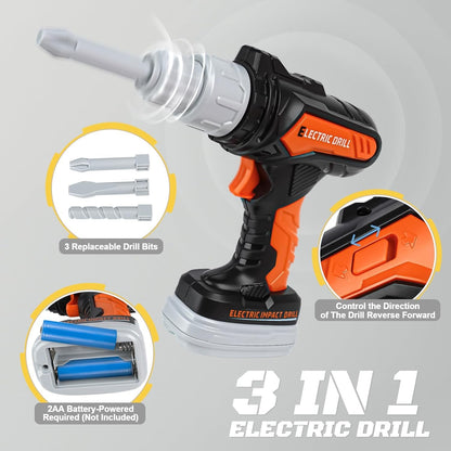 Kids Tool Set - Pretend Play Construction Toys for 3 4 5 Year Old Boy Gifts, Preschool Learning Tool Set with Electronic Drill/Chainsaw Toy/Circular Saw Toys, Toddler Take Apart Stem Toys for Kid 3-5