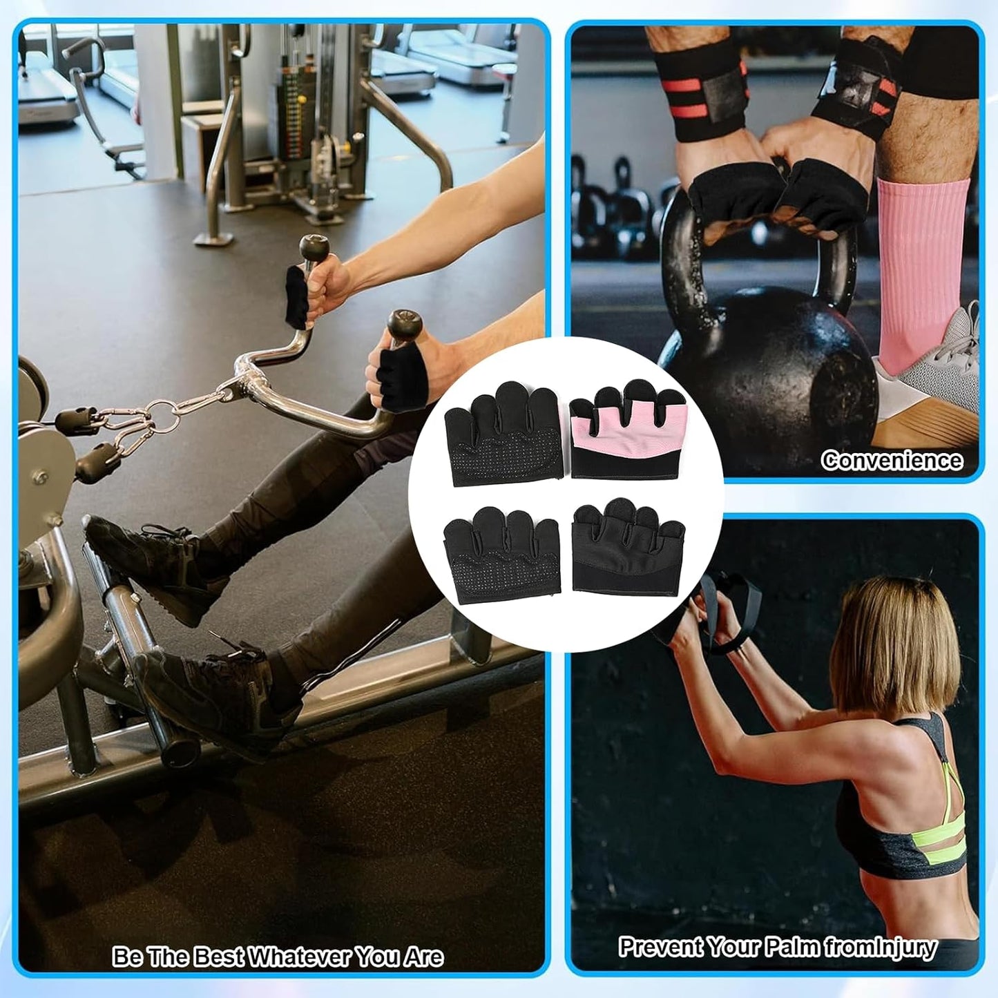 Workout Gloves Weight Lifting Gloves, Non-Slip Half Finger Workout Gloves for Gym,Portable Exercise Breathable Training for Home, Gym, Travel