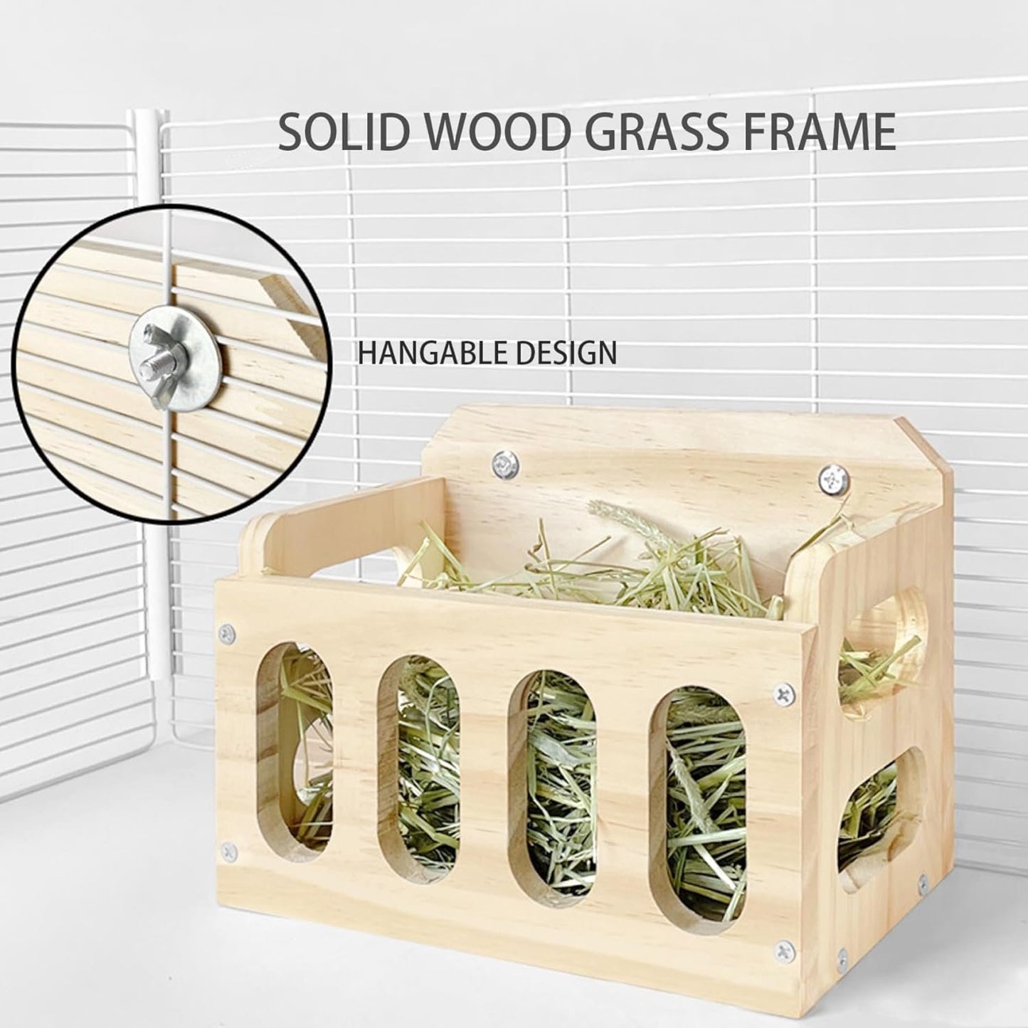 Cat Feeding Watering Supplies, Rabbit Hay Feeder Wooden Rabbit Hay Rack Hay Feeder Horizontal Standing Grass Feeding Shelf Dispenser for Guinea Pigs Pet Bunny Chinchilla