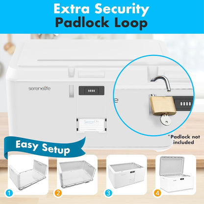 SereneLife Lockable Storage Box, 21 Gallon Capacity Storage Trunk with Combination Lock, Locking Container Bin for Organization