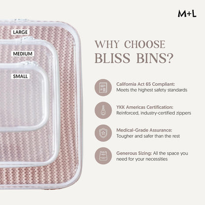 Maple & Lark Bliss Bins - Hard Sided Clear Zipper Case for Storage - Professional-Grade Plastic Clear Zipper Pencil Case, Toiletry Pouch, Travel Organizer, Cosmetic Bag, Toy Storage Bins (2 Pack, L)