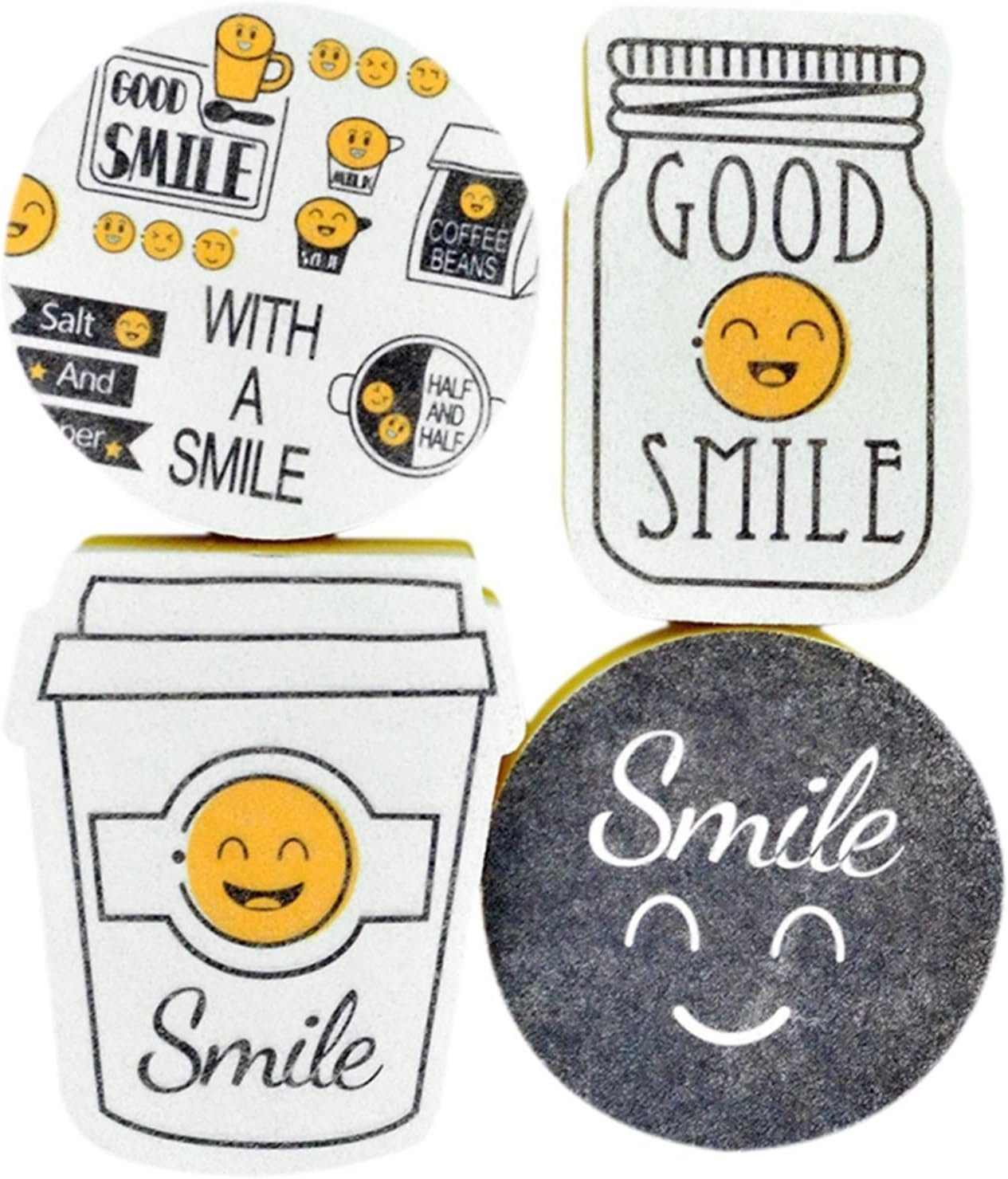 DDGURDH Household Cleaning Sponges Smile Face Cleaning Sponge Magic Decontamination Dish Washing Cloth Kitchen Cleaner Sponges Scouring Pads Kitchen Accessories