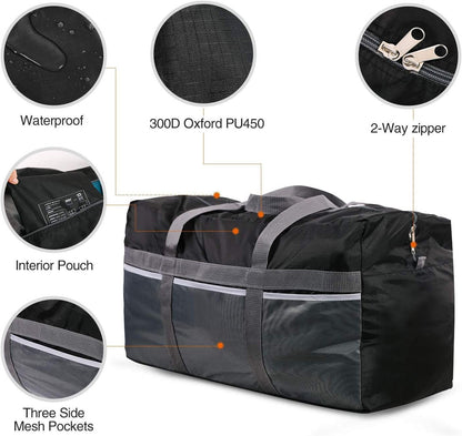 REDCAMP Extra Large Duffle Bag Lightweight, 96L Waterproof Travel Duffle Bag Foldable Thin for Men Women, Black