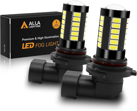 Alla Lighting 9006 LED Fog Light Bulbs 2800 Lumens Xtreme Super Bright 9006 LED Bulb 5730 33-SMD LED 9006 Bulb HB4 9006 LED Fog Lights for Car Truck Van - 6000K Xenon White