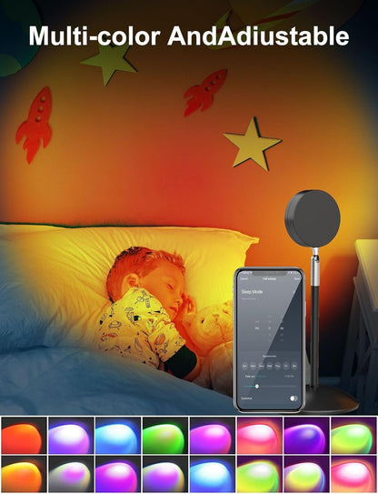 UanTii Tuya Smart Sunset Lamp Wireless Bluetooth Sunset Projector RGB Rainbow Atmosphere Led Light for Home Decoration App Control
