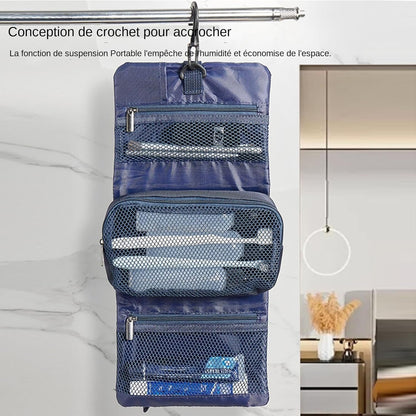 Hygiene Bag, Travel Toiletry Bag for Men, Cosmetic Bag Pouch, Portable Toiletry Storage Case, Waterproof Toiletry Travel Bag with Hook for Men, Navy blue, Se rÃ©fÃ©rer au descriptif, Refer to