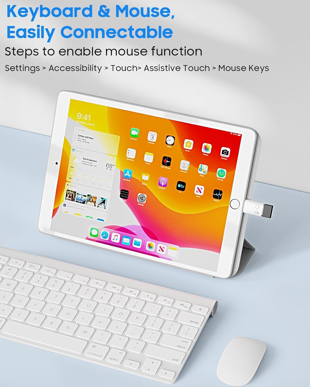 MoKo USB C Female to Lightning Male Adapter, Lightning Male to USB-A Female OTG Adapter Connector for iPhone 14/13/12/11 Pro Max/iPad/iPod/AirPods, Support 10W Fast Charging/Data Transfer/Audio