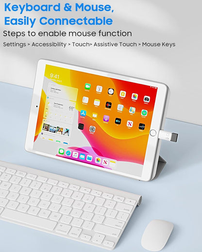 MoKo USB C Female to Lightning Male Adapter, Lightning Male to USB-A Female OTG Adapter Connector for iPhone 14/13/12/11 Pro Max/iPad/iPod/AirPods, Support 10W Fast Charging/Data Transfer/Audio