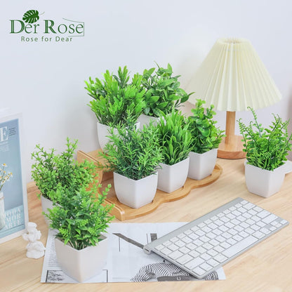 Der Rose 8 Packs Fake Plants Small Artificial Faux Plants for Home Office Desk Accessories Farmhouse Bathroom Bedroom Decor Indoor