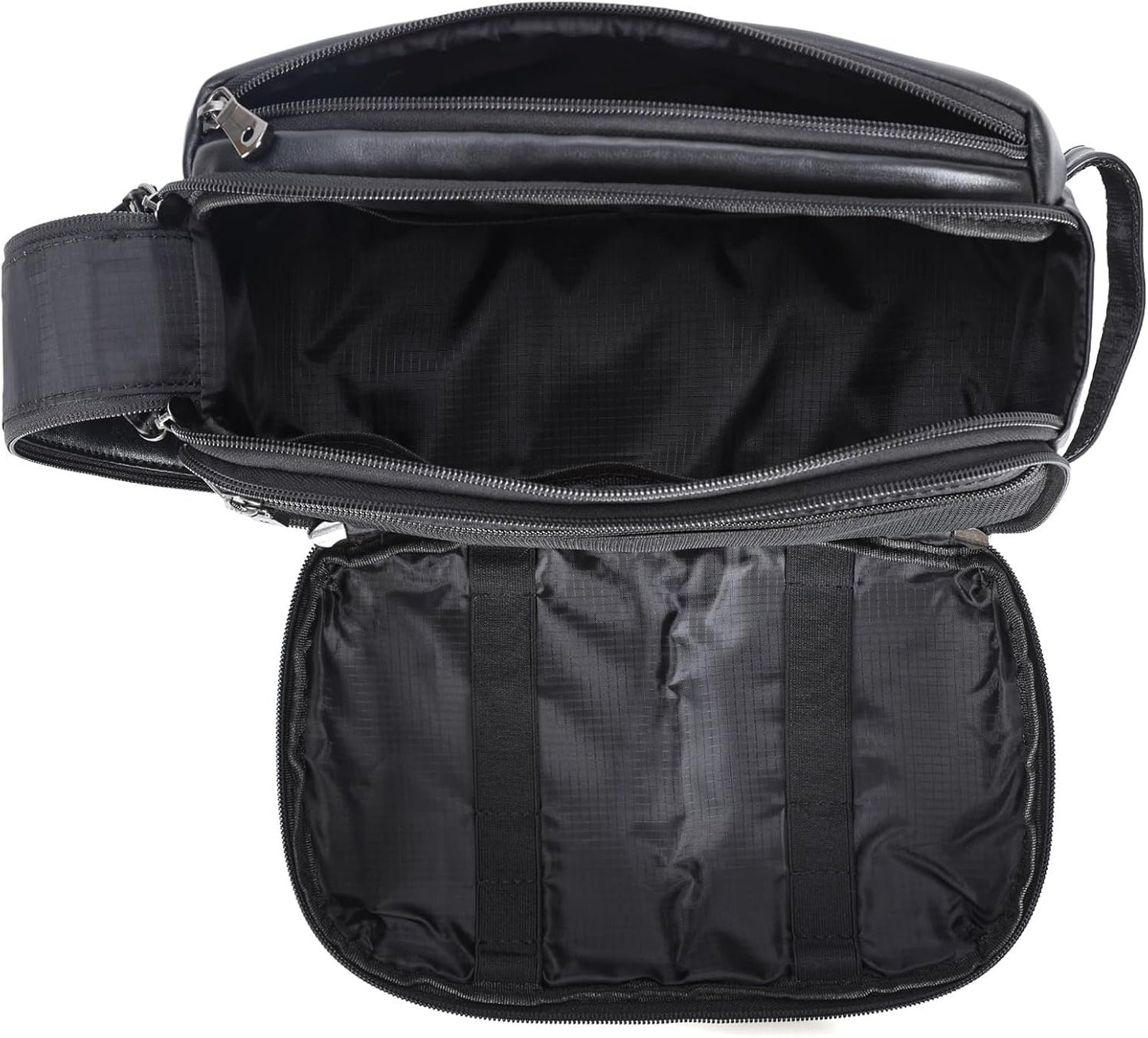 Polare Napa Leather Toiletry Bag for Men Large Travel Cosmetic Case Dopp Kit Shaving Kit Wash Pouch with YKK Zippers (Black)