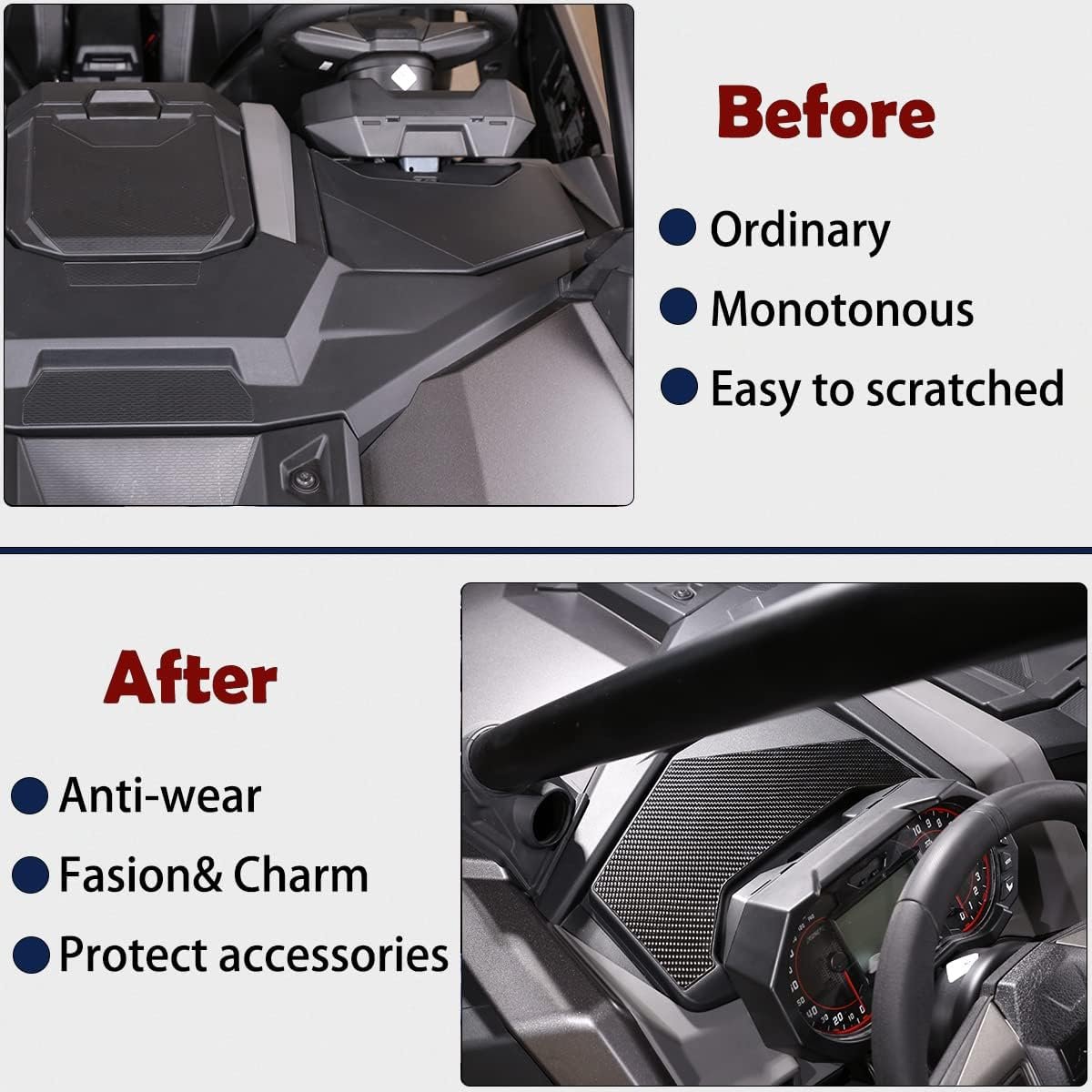 UTV Car Interior & Exterior Decoration Trim kit-Compatible with 2021 Polaris RZR PRO XP Ultimate, Center Console Armrest, dashboard, Body Trim, Fits for RZR PRO XP Ultimate 2021 Accessories (UTV-007)