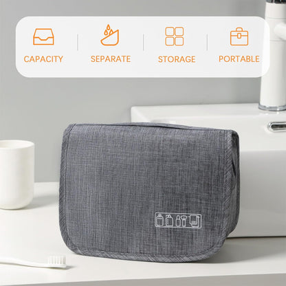 Hanging Toiletry Bag, Waterproof Travel Makeup Organizer for Women, Portable Wash Bag for Camping and Outdoor, Multifunctional Travel Cosmetic Bag with Ample Capacity (Grey)