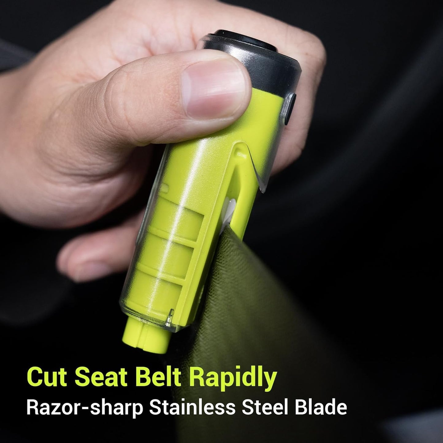 Window Breaker Seatbelt Cutter with Flashlight,Safe Hammer Glass Breaker Under Water,2 in 1 Car Escape Tool Key Chain,2 Pack, Black