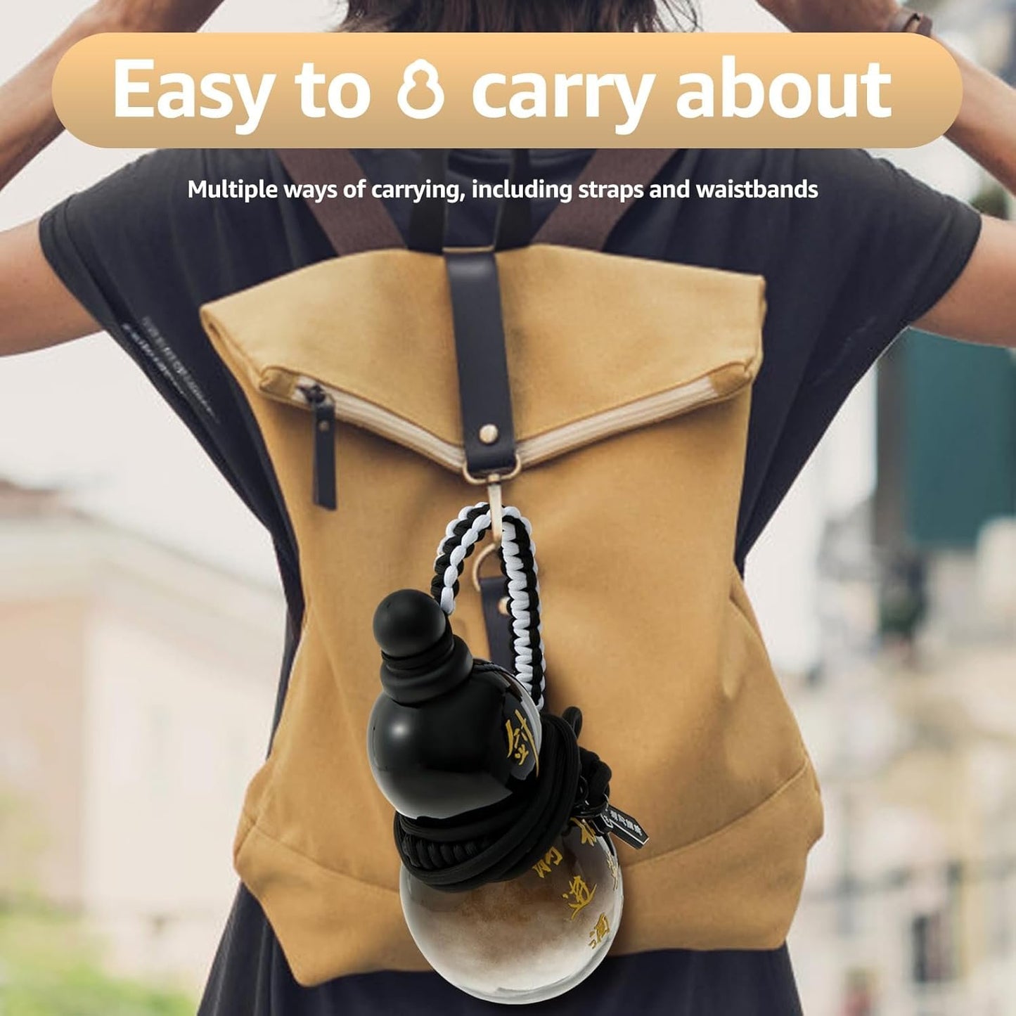 Gourd Water Bottle, 28oz Large Gourd Style Tritan Water Bottle, Drinking Gourd Bottle Gourd Drinking Cup Jug w Strap Waist Rope Cup Brush Charm DIY Sticker, Leak Proof Screw Top Sports Water Bottle