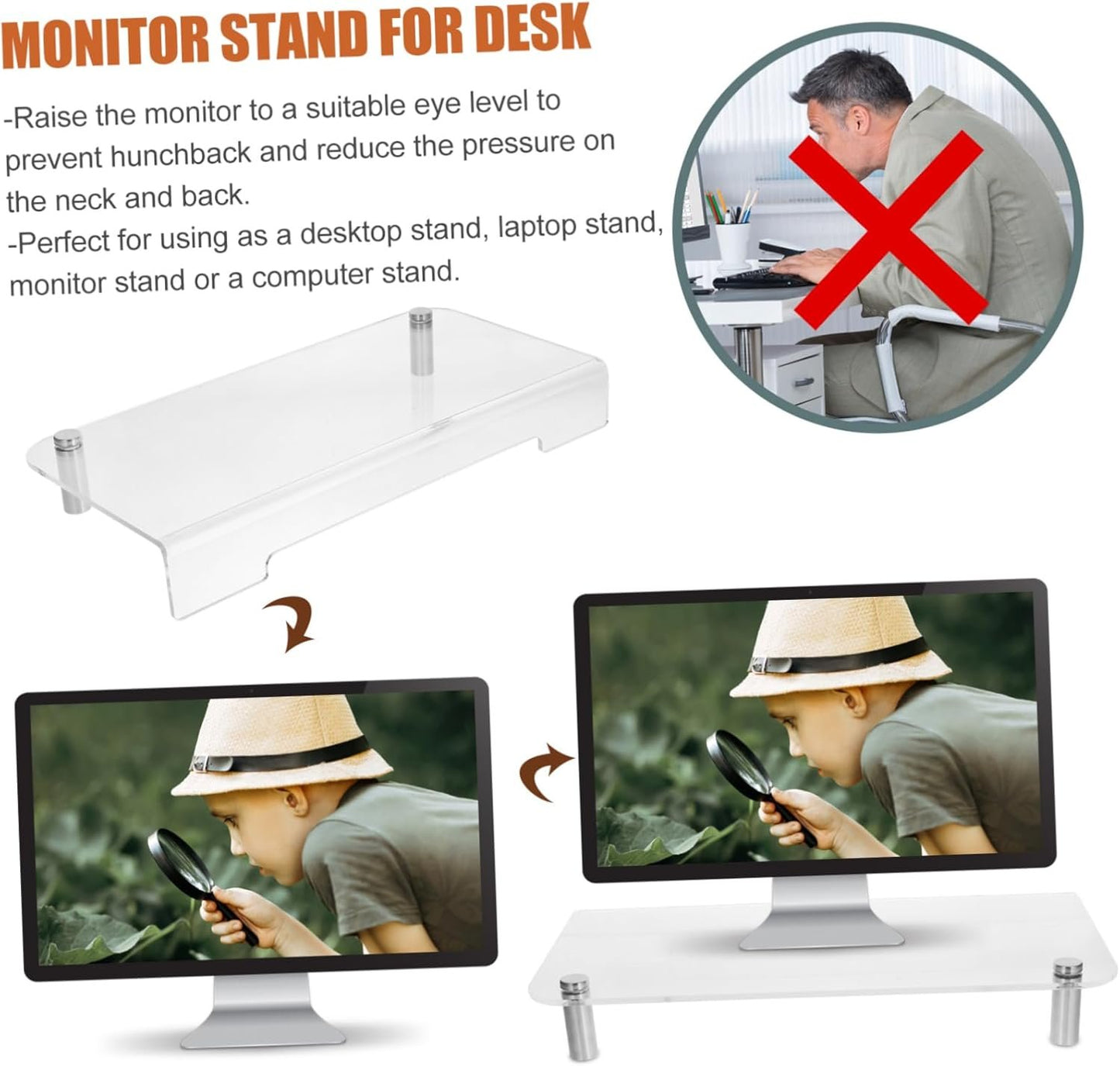 SEWACC Monitor Stand Desktop Organizer with Legs for Elevating Laptops and Monitors for Office Storage and Workspace Organization