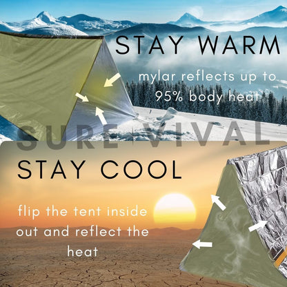 SUREVIVAL Emergency Tube Tent, Survival Shelter – Use As Survival Tent, Emergency Shelter, Emergency Blanket, Tube Tent, Survival Tarp - Includes Emergency Whistle & Paracord