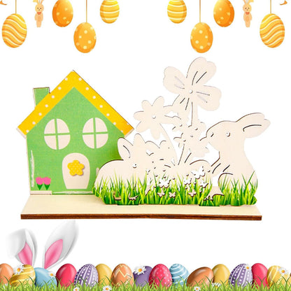 Wooden Easter Bunny House Sign, Easter Tabletop Decorations, Cute Rabbit Holiday Decor, Art Craft Centerpieces, Easter Dining Table Signs, Collectible Wooden Table Decor for Easter Celebration