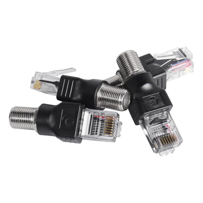 CERRXIAN 4PCS RF to RJ45 Coaxial Converter RF Female to RJ45 Male Coax Barrel Adapters for Line Tester