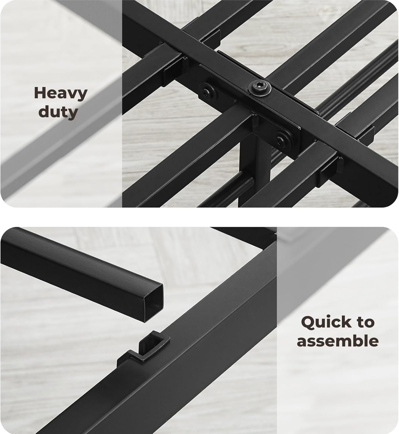 Levede 40cm Queen Bed Frame Metal Bed Base,Industrial Bed Frame,Steel Slat Mattress Support,Under Bed Storage,Reserved Holes for Headboard,Bedroom Furniture,Easy Assemble,Black