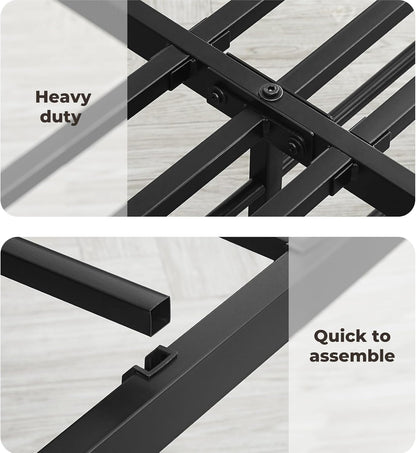 Levede 40cm Queen Bed Frame Metal Bed Base,Industrial Bed Frame,Steel Slat Mattress Support,Under Bed Storage,Reserved Holes for Headboard,Bedroom Furniture,Easy Assemble,Black