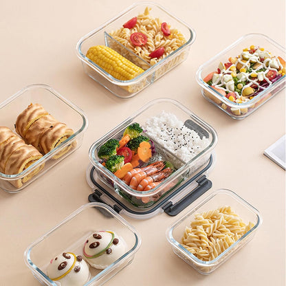 Glass Food Storage Containers(5 Pieces with Partitions,5 Pieces without Partitions),Glass Meal Prep Containers with Snap Lock Leakproof Lids,for Microwave,Freezer,Oven and Dishwasher