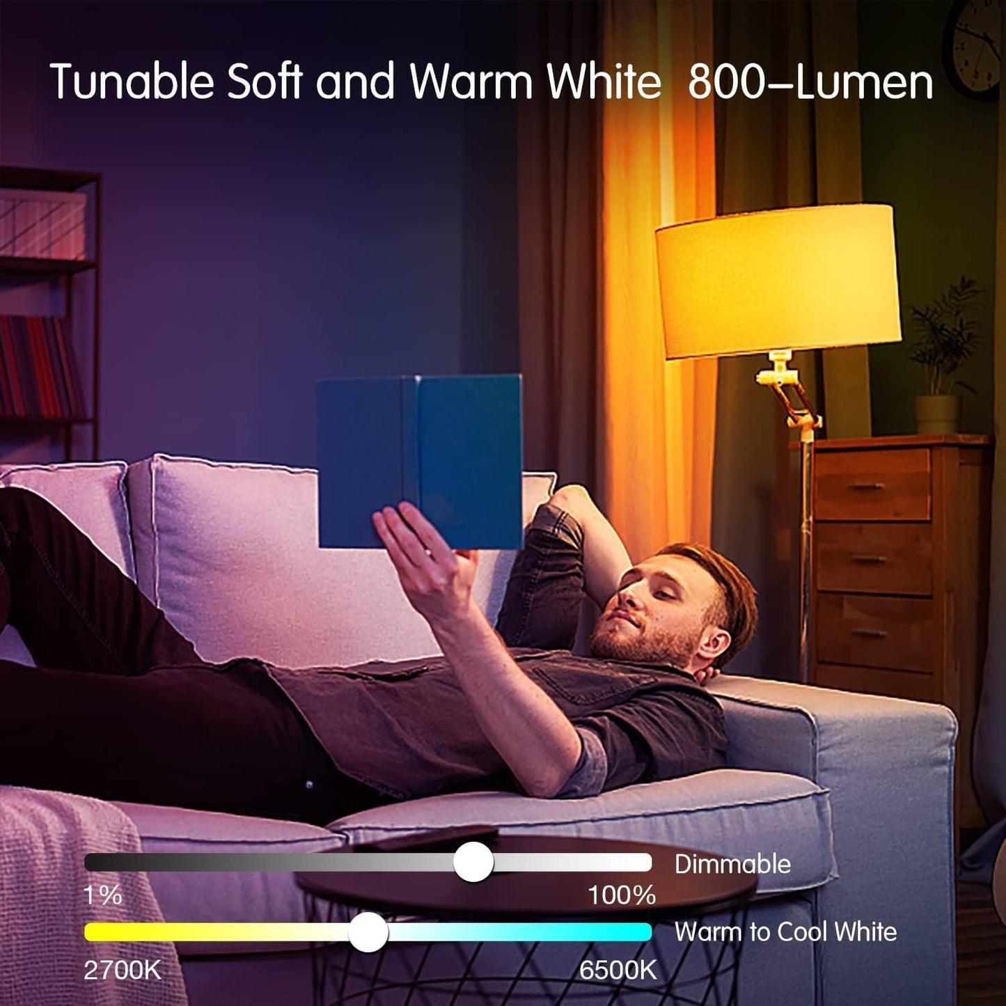 DAYBETTER Smart Light Bulbs, LED Light Bulb, Alexa Light Bulb, WiFi Color Changing Light Bulb, Smart Bulbs That Work with Alexa & Google Home, Music Sync, A19/E26 9W 810LM Smart Home Lighting, 2 Pack