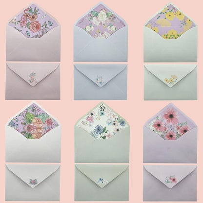 SCStyle Stationary Paper and Envelopes Set Contain 48Sheets Writing Paper 5.9X7.7Inch+24 Pcs A6 Cute Envelopes 4x6Inch with Water-Based Adhesive,Unique Flower Design-Stationary Set for Writing Letters