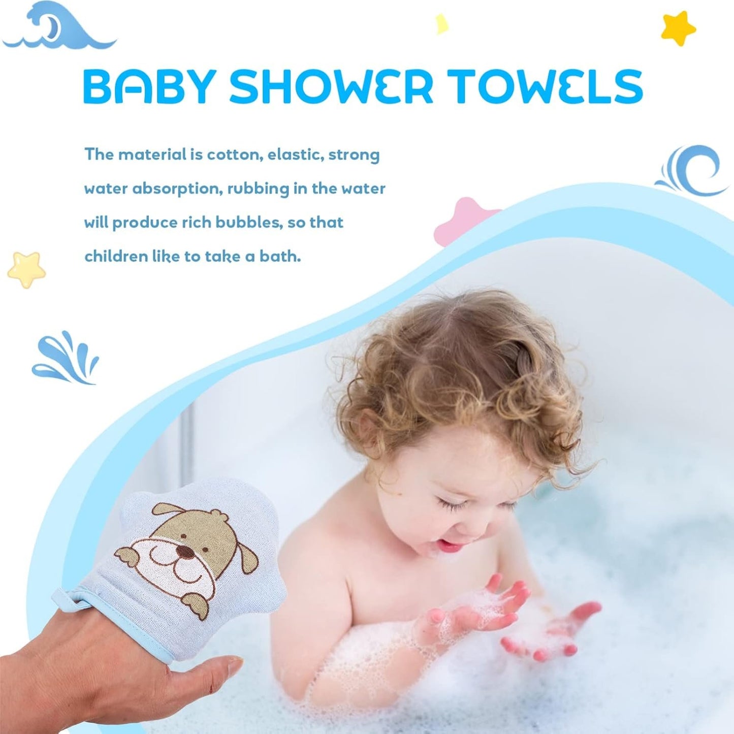 2pcs Bath Cotton Method Body Wash Cleaning Gloves Infant Shower Mitt The Face Baby South