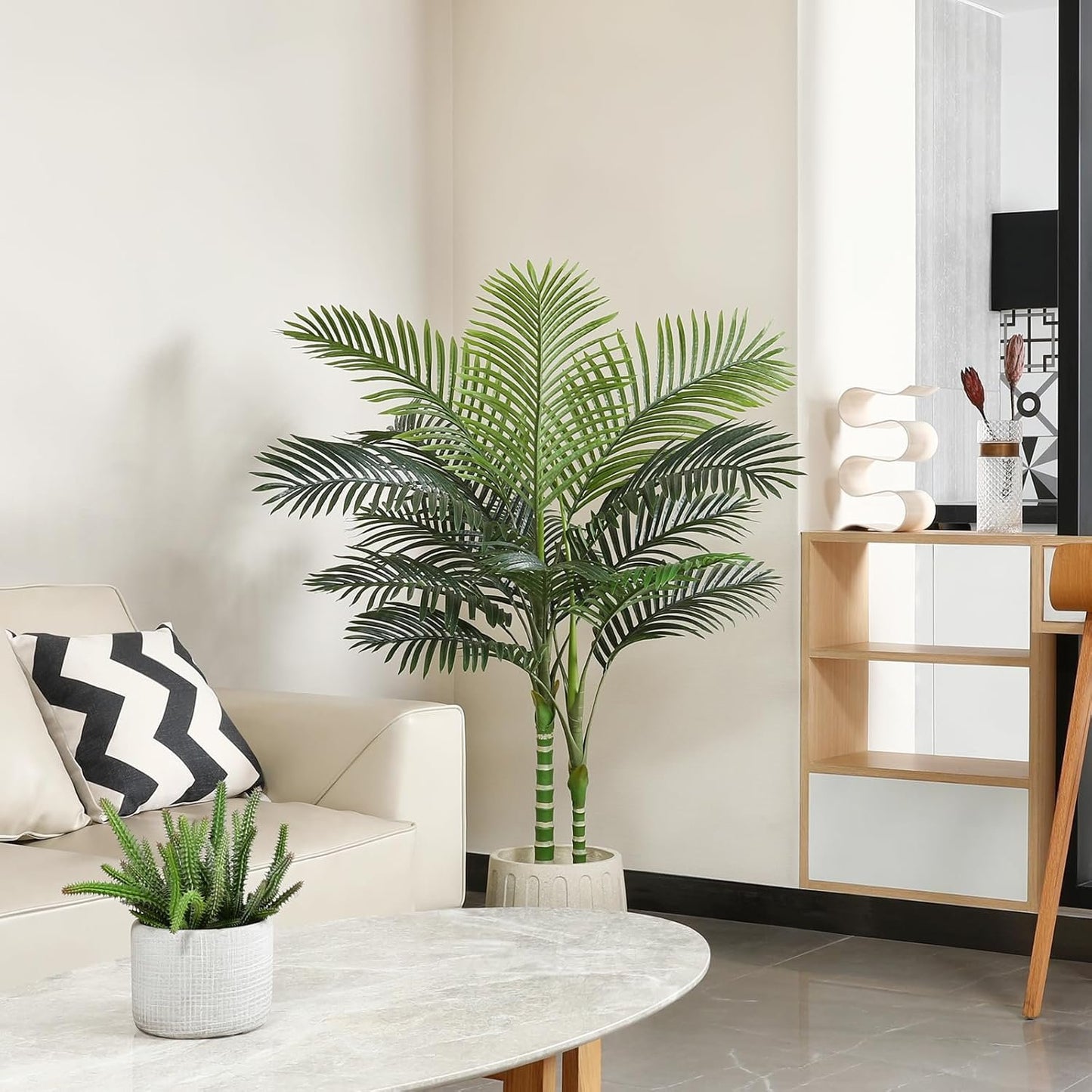 OAKRED Artificial Golden Cane Palm Tree,5FT Tall Fake Plant Faux Palm Plants for Indoor,Artificial Plants for Office Home Living Room Patio Decor