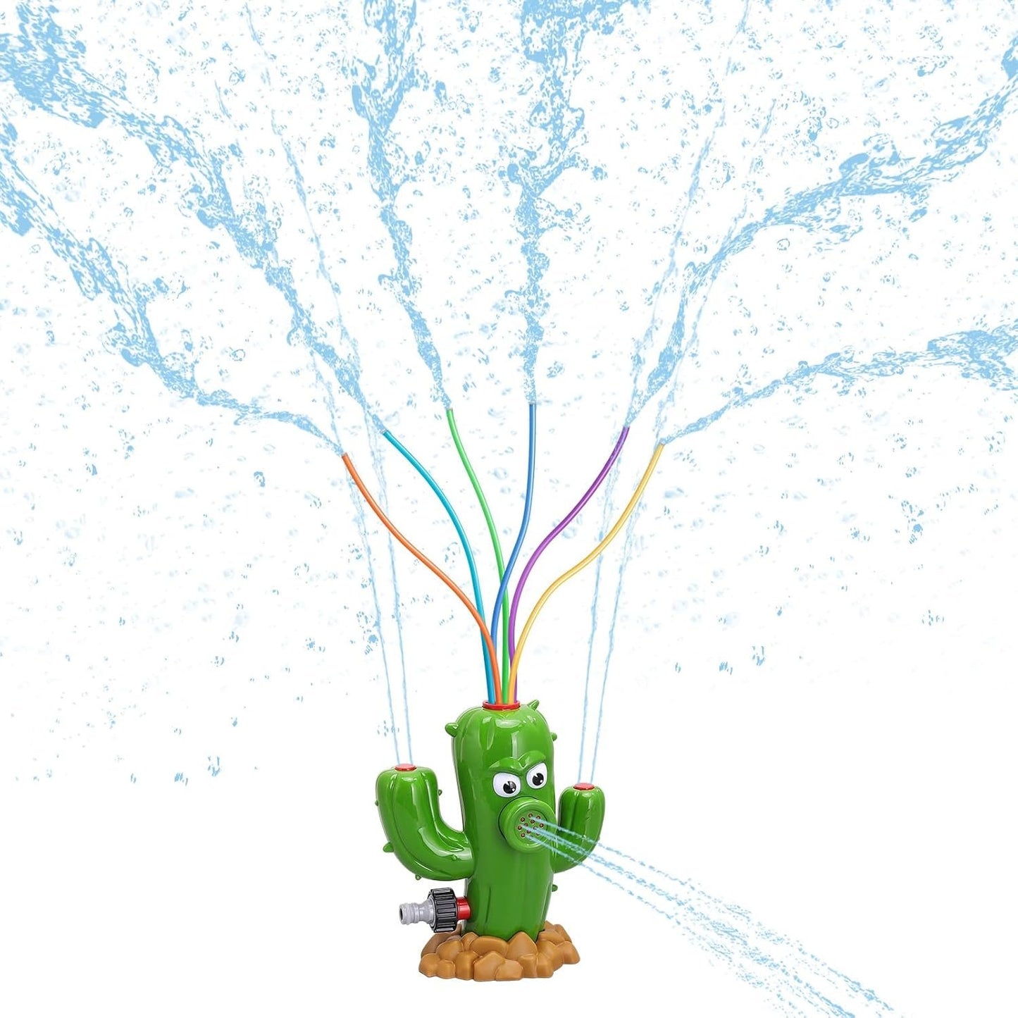 HeySplash Water Sprinkler Toy, Sprinkler for Kids Outdoor Play, Sprinkler Toy with 6 Wiggle Tubes, Outside Backyard Lawn Toys, Splashing Fun for 3-8 Year Old Boys Girls, Attach to Garden Hose, Cactus