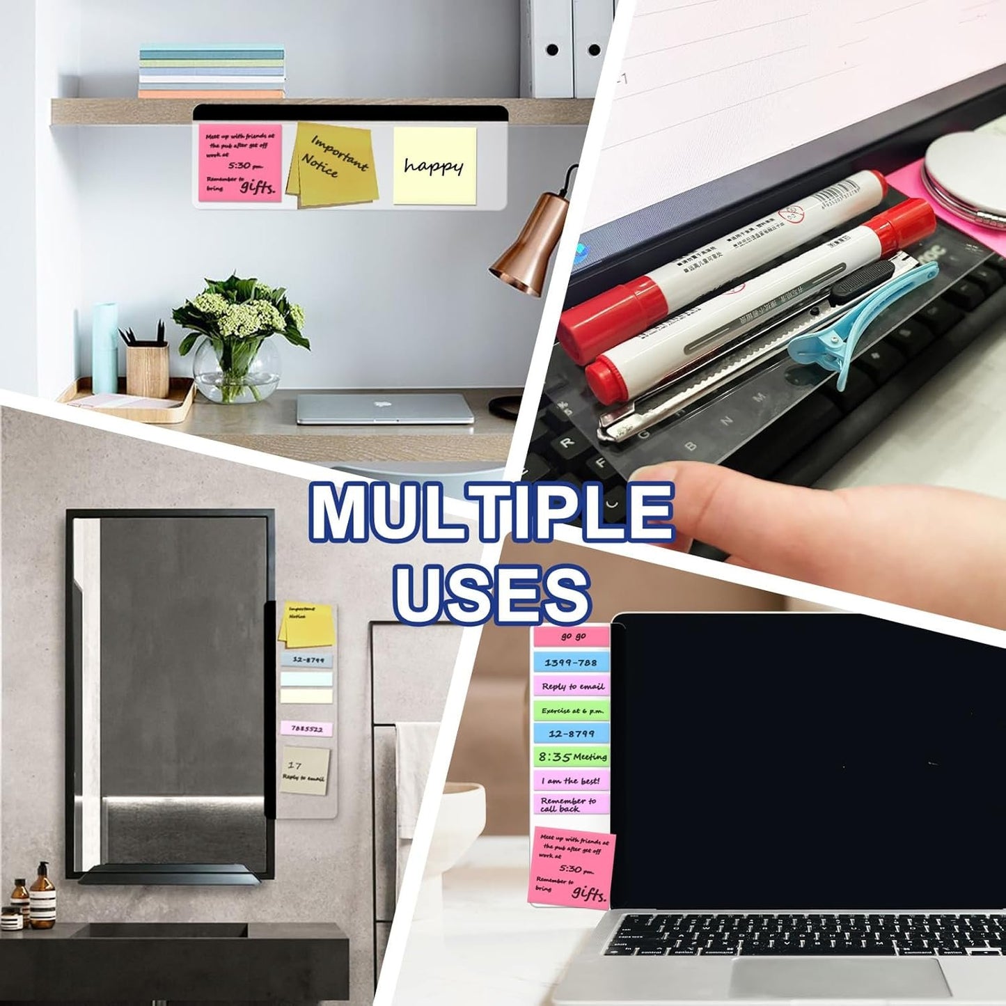 Sticky Monitor Memo Board, Memo Board for Computer Screen, Monitor Memo Boards for Computer, Acrylic Sticky Note Holder, Message Reminder Side Panel, Home Office Desktop Accessories (2)