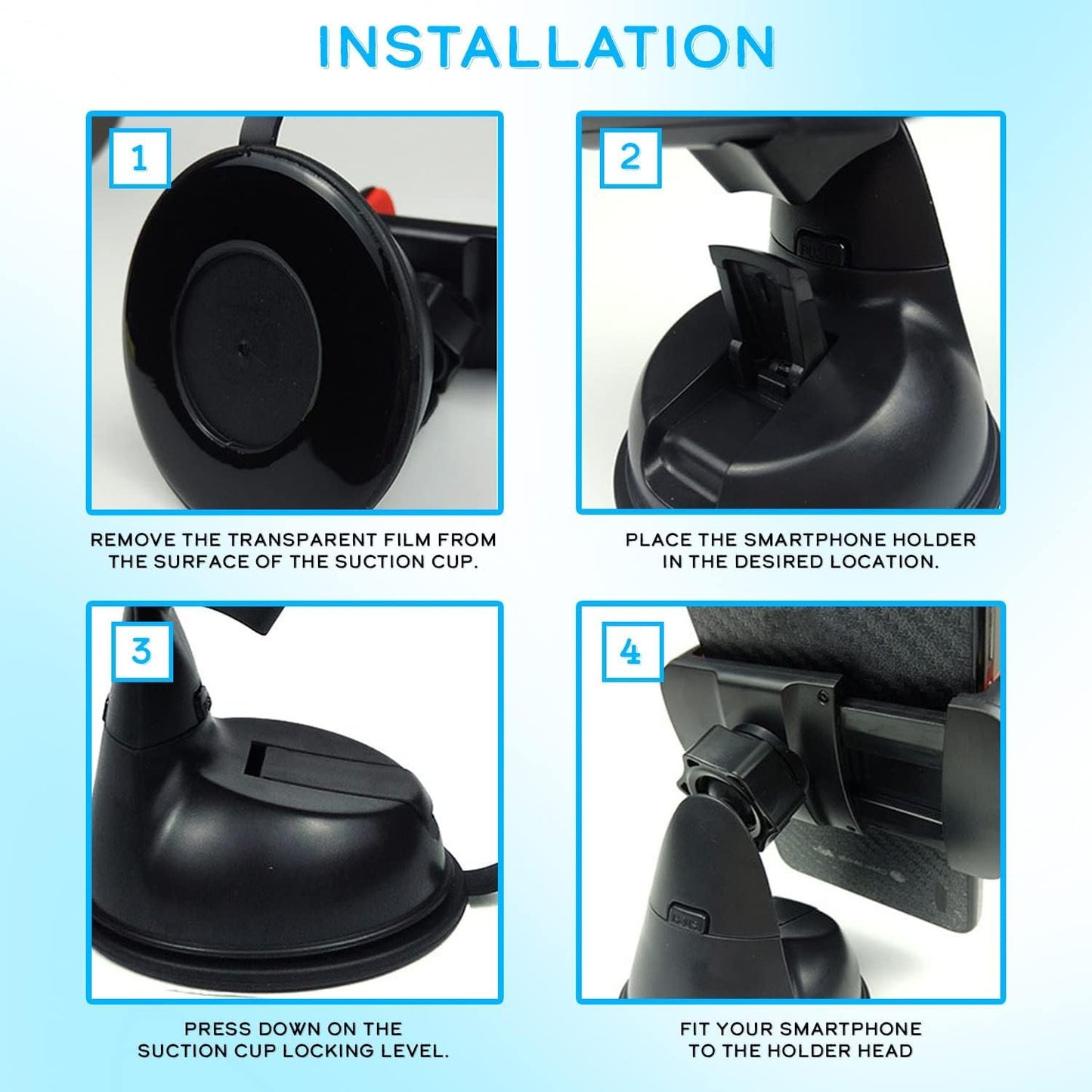 Mobile Phone Holder Car Suction Cup Dashboard Windshield Strong Suction Cup 360° Rotation Horizontal or Vertical Position, Universal Suitable for Smartphones up to 7.5 Inches Screen