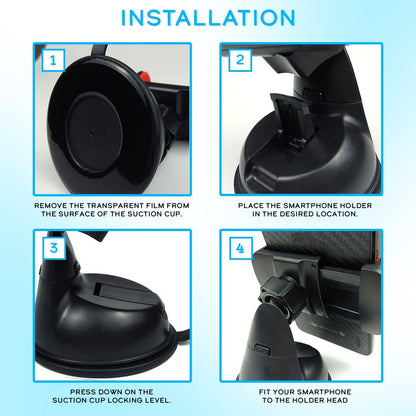 Mobile Phone Holder Car Suction Cup Dashboard Windshield Strong Suction Cup 360° Rotation Horizontal or Vertical Position, Universal Suitable for Smartphones up to 7.5 Inches Screen