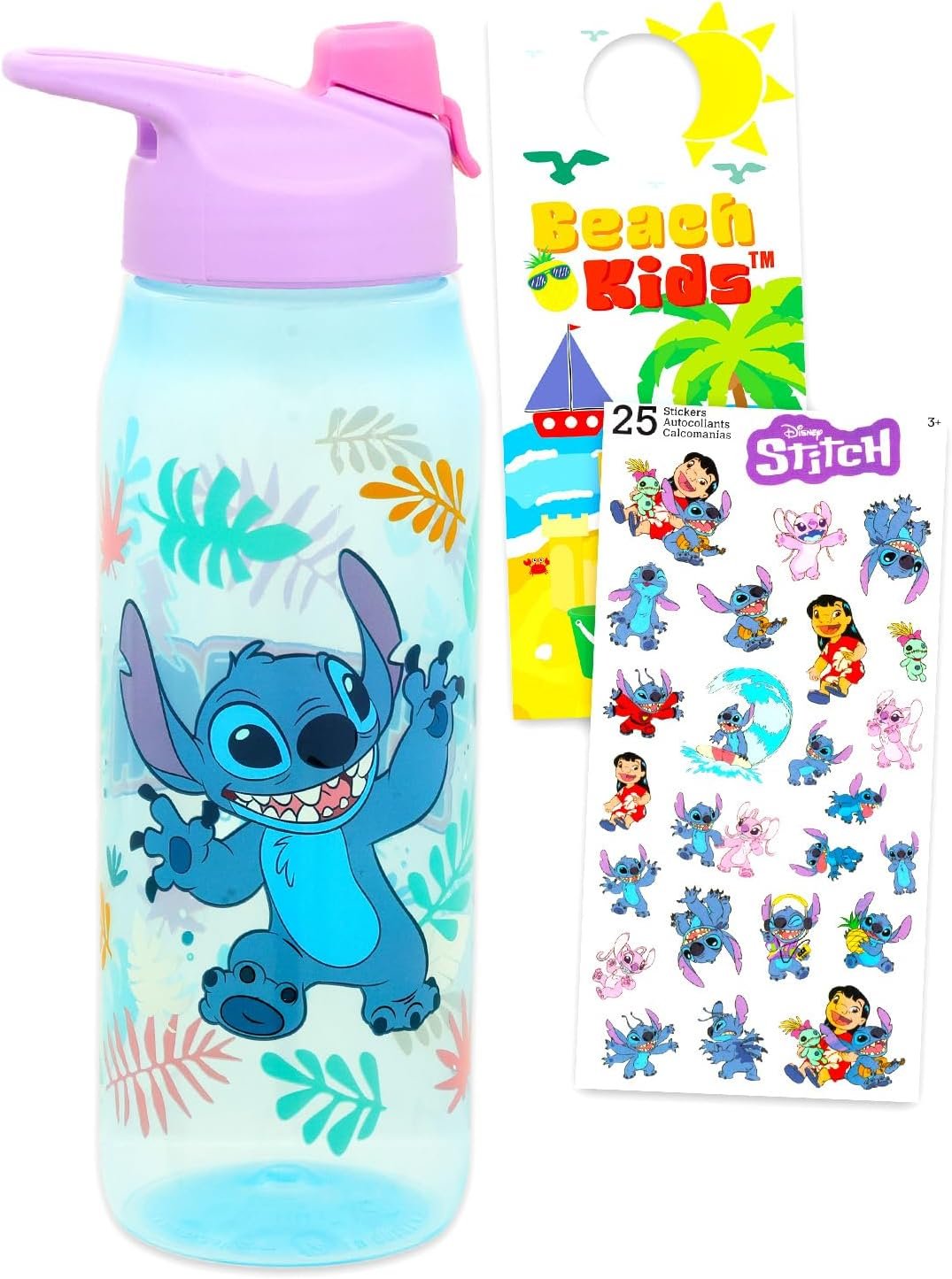 Disney Stitch Water Bottle Bundle School Supplies Set with 20 Oz Drinking Cup, Stickers, More | Lilo and Stitch Water Bottle for Kids, Girls