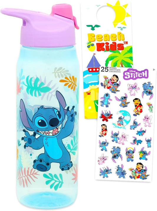 Disney Stitch Water Bottle Bundle School Supplies Set with 20 Oz Drinking Cup, Stickers, More | Lilo and Stitch Water Bottle for Kids, Girls