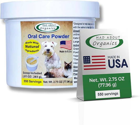 Dog or Cat Oral Care Powder – Tartar and Plaque Remover, Pet Dental Cleaning Powder for Oral Hygiene and Fresh Breath, Teeth Cleaner – 550 Servings, Medium Size - 77.96g