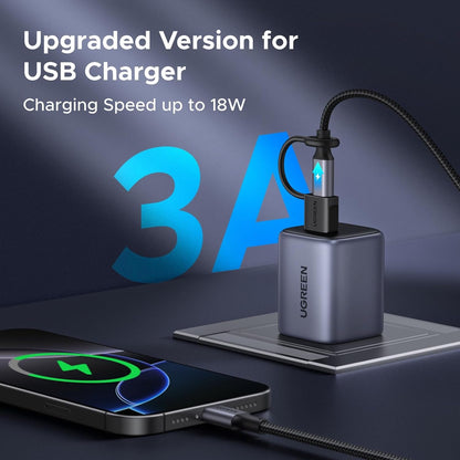 UGREEN USB 3.0 to USB C Adapter 3 Pack, 10Gbps USB C Female to USB Male Adapter Type C Car Charger Converter for iPhone 16 15 Pro Max, Galaxy S24 S23, Pad Air Mini, Car Play, Black