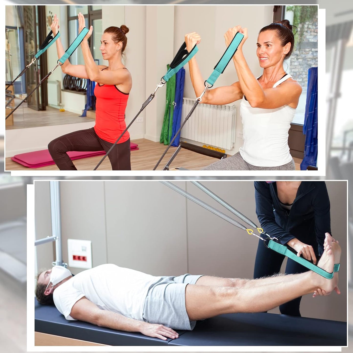 2 Pcs Pilates Straps Pilates Double Loop Straps Pilates Reformer Straps Pilates Accessories Yoga Exercise Straps Pilates Accessories Fitness D Ring Straps for Home Gym Workout