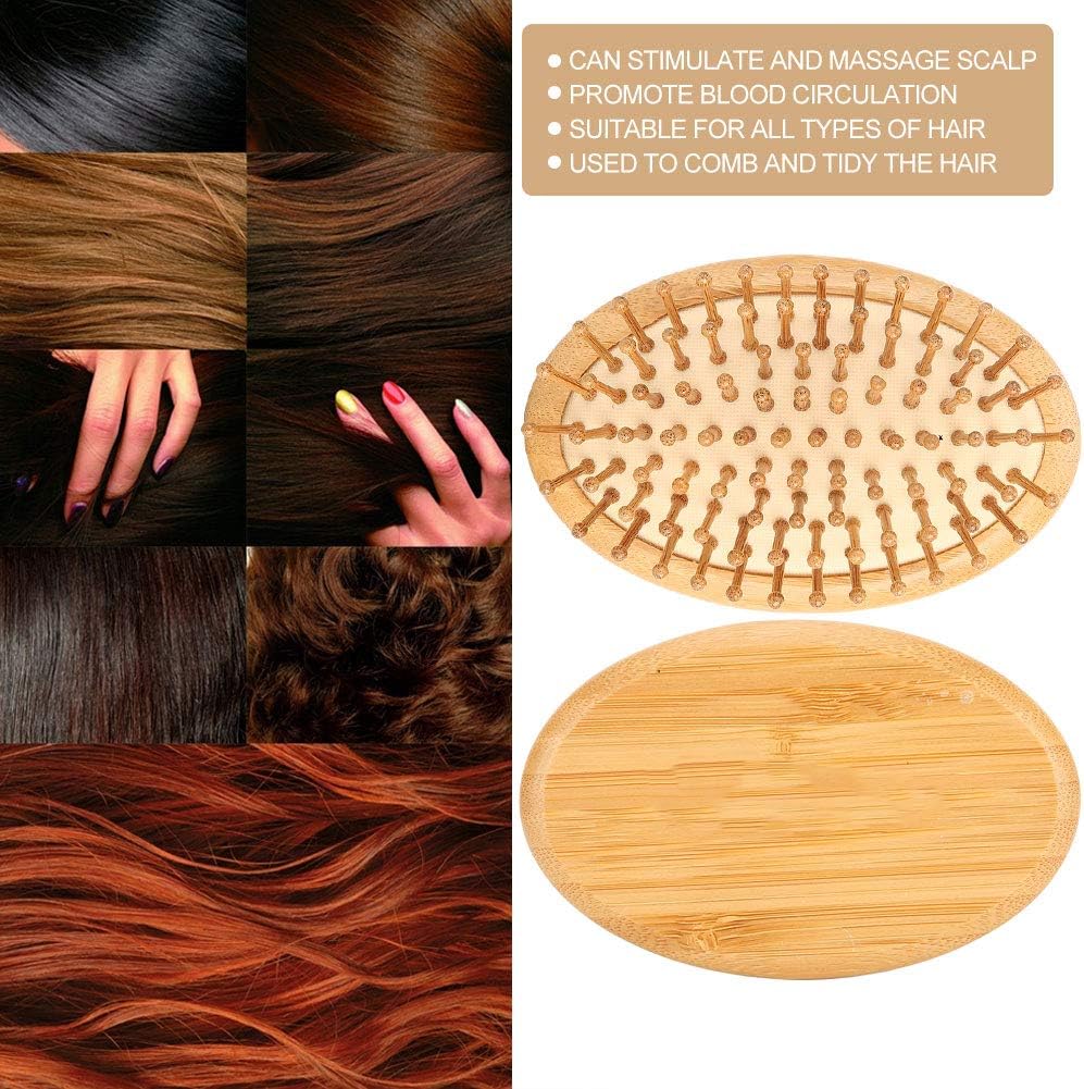 Burappoi Wooden Massage Comb, Mini Brush, Detangling Hairbrush Massage Hair Brush No Handle Scalp Care Styling Comb Paddle Hair Brush Hairdressing Comb for Straight Curl Hair(#1)