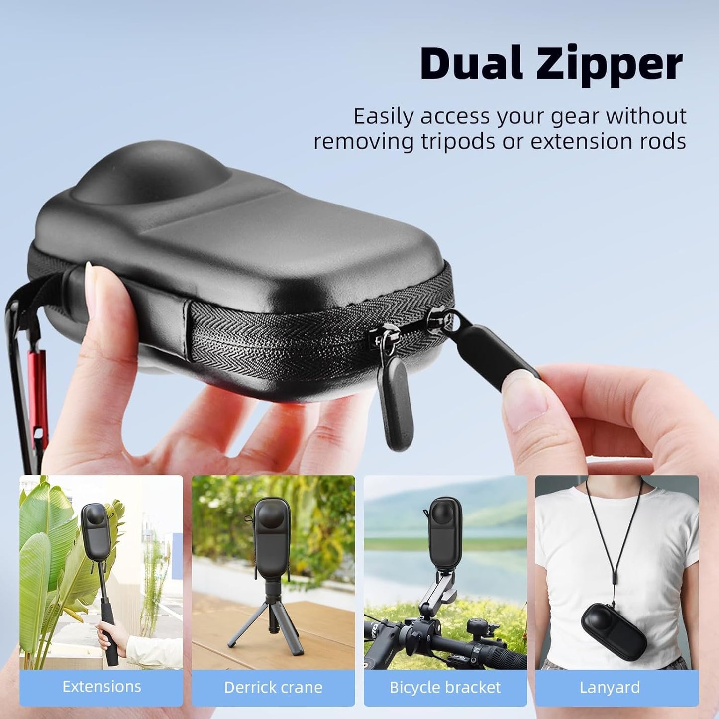BRDRC Portable Small Case for Insta360 X4 X5 (for Original Lens Cap), Carrying Storage Bag Protective Cover Hard Shell Travel Protector with Wrist Strap Carabiner for Insta 360 X4 X5 Accessories