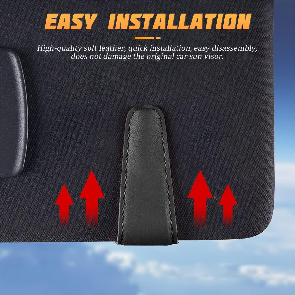 Sunglasses Holders for Car Sun Visor, Leather Eyeglasses Hanger Mounter, Magnetic Glasses Holder and Ticket Card Clip, Auto Interior Accessories Universal for SUV Pickup Truck (Carbon Fiber)